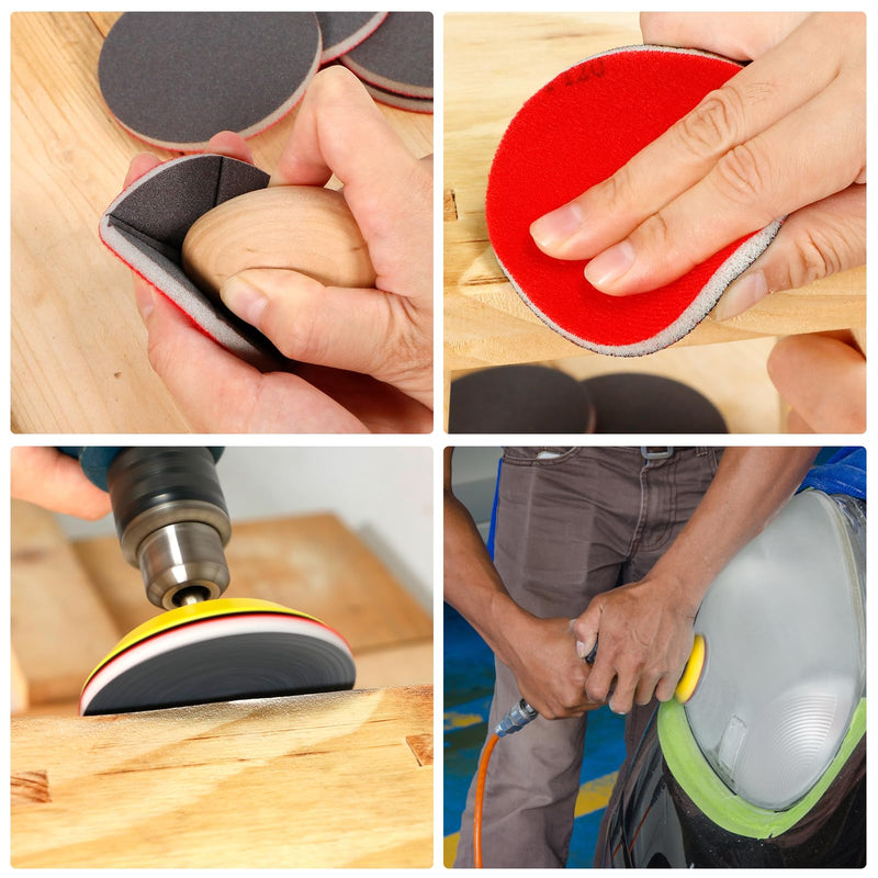Pack of 48 Sandpaper 75 mm Sanding Pads Velcro 80-3000 Grit Wet Dry Sandpaper, Sanding Sponge Coarse to Fine, Professional Sanding Pads for Metal, Wood, Paint, Car Body Repair Mixed 75mm