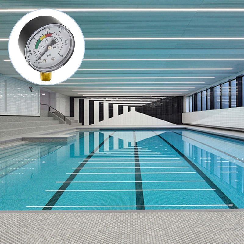 Pressure Gauge, High Precision Pressure Gauge, Water 0-3 Bar, 1/4 BSPT Compressed Air Pressure Gauge, Vertical Pressure Gauge, Swimming Pool Pressure Gauge, Low Pressure Gauge for Gas and Water