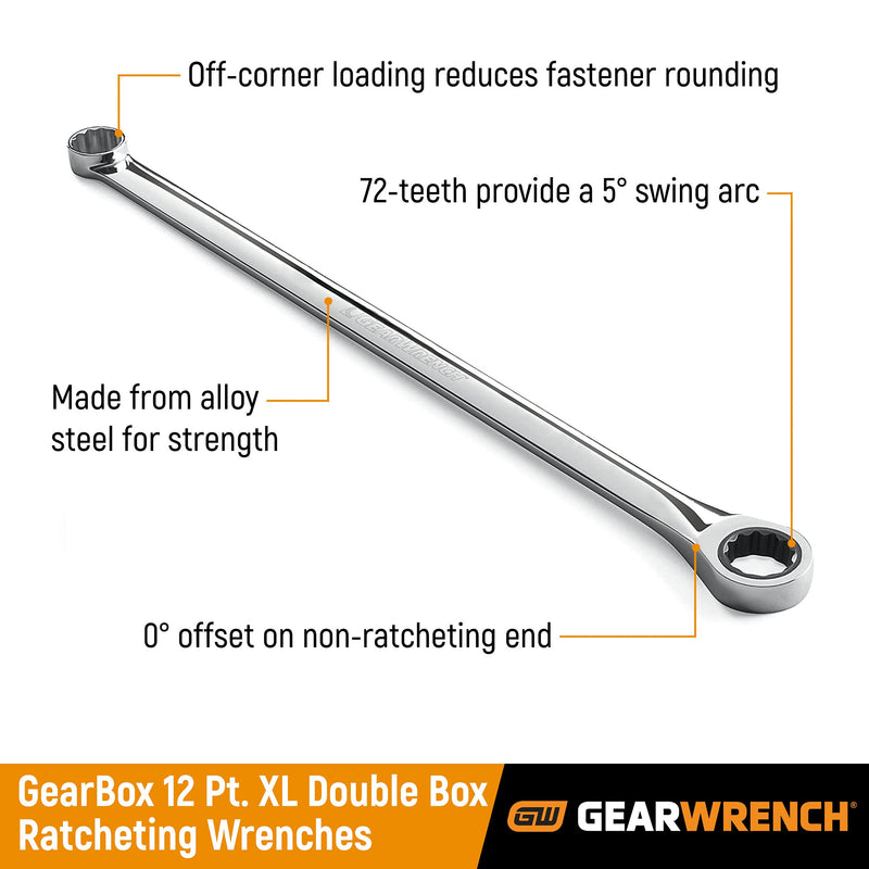 GEARWRENCH GearBox 12 Pt. XL Double Box Ratcheting Wrench, 22mm - 85922