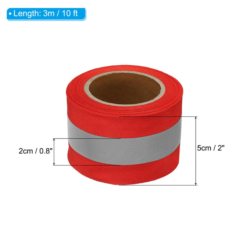 PATIKIL Reflective Tape Strip, 2" x 10Ft High Visibility Reflective Tape Sew-on DIY Warning Safety Fabric Webbing for Clothing Raincoats, Red 2 Inch x 10 Feet