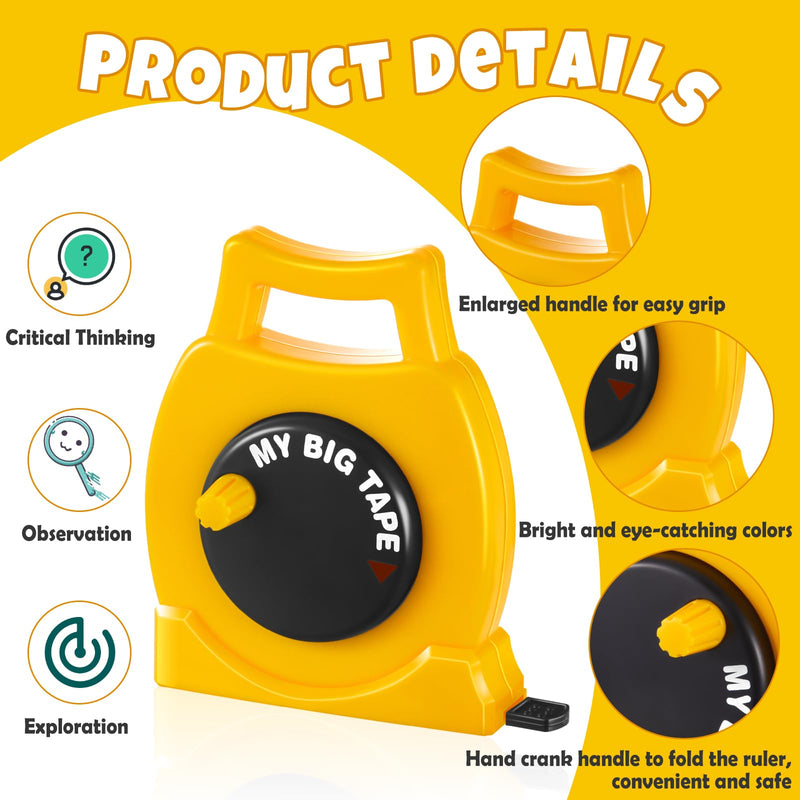 2 Pack Kids Measuring Tape Retractable Tape Measure Educational Construction Toys Back to School Gift for Toddler Boys Girls Age 3+ Pretend Play Tool Christmas 3.28 ft (Classic Style) 2 Classic Style
