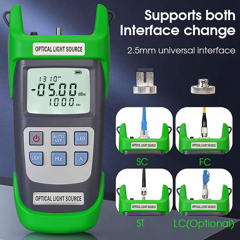 [Australia - AusPower] - A-D1315 Optical Light Source, Optical Fiber Tester Single Mode Dual Wavelength 1310nm 1550nm 270Hz 1000Hz 2000Hz SC/FC/ST/LC Interface Fiber Optic Light Source with LED Lighting with LC Adapter 