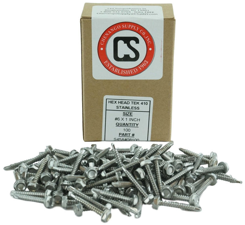 Stainless #8 x 1 Hex Washer Head Self Drilling Sheet Metal Tek Screws with Drill Point,(1/2" to 1-1/2" Length in Listing) 100 Pieces (#8 x 1) #8 x 1"