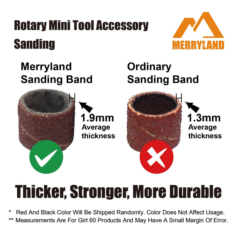 [Australia - AusPower] - Merryland Sanding Drum Sander for Dremel 184pcs, Sanding Band Sleeve 80# 13mm 180pcs and Mandrel 4pcs Mini Rotary Tool Accessory Electric Power Tool DIY, RMTA184C1 80# 13mm" Sanding Band 184pcs 