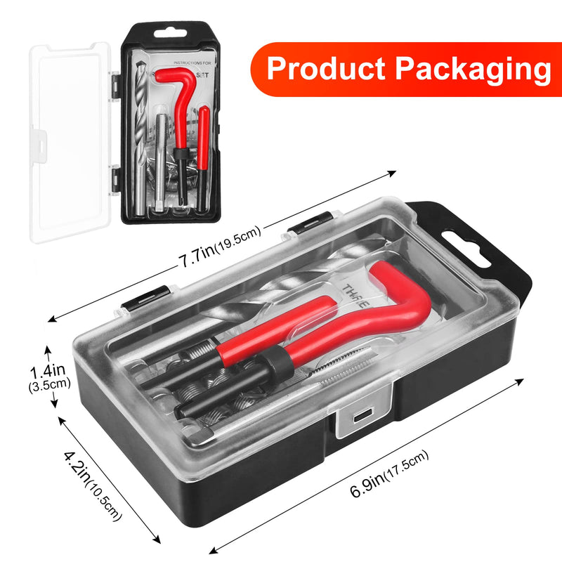[Australia - AusPower] - 15 PCS Metric Thread Repair Insert Kit M12*1.5mm Drill Bit Taps Tool Set for Internal Screw Holes Repairing(Red) Metric,M12×1.5mm 