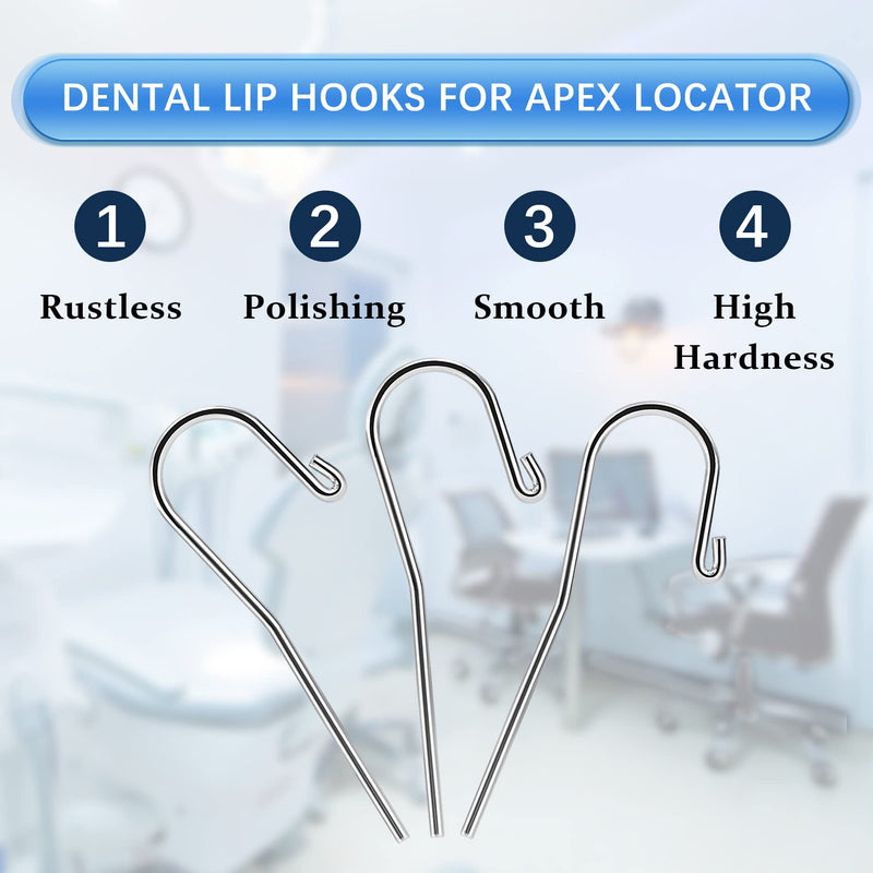 [Australia - AusPower] - 10Pcs Dental Lip Hooks for Apex Locator, Stainless Steel Tester Endo Instrument Tools Used for Dental Clinic, Lab Equipment - Acid and Rust Resistance|2 mm 