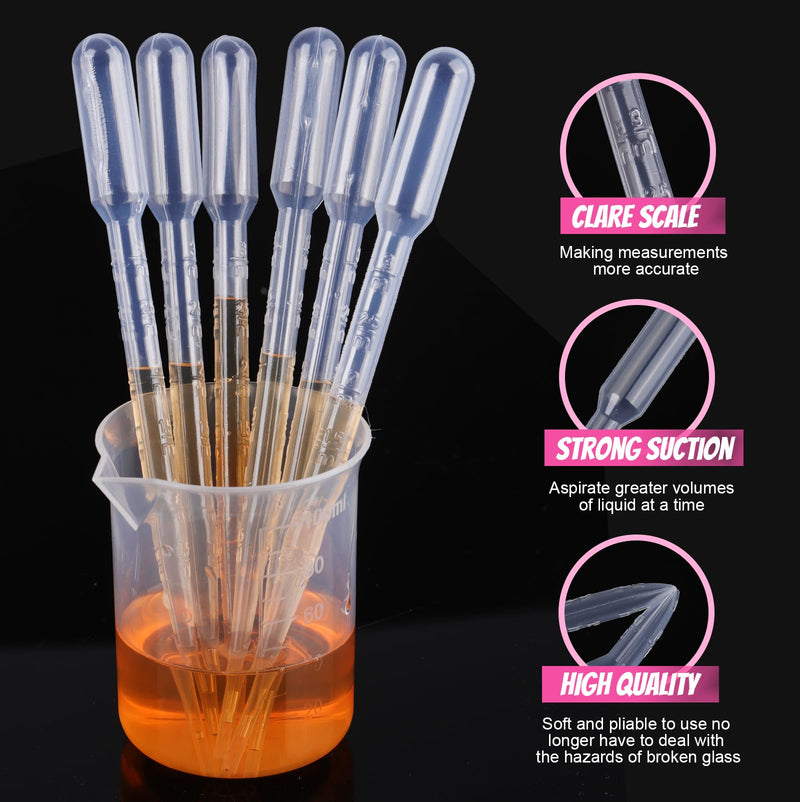 [Australia - AusPower] - Teenitor Transfer Pipettes, 50PCS 3ml Eye Dropper Plastic Transfer Pipettes for Essential Oil, Disposable Liquid Dropper for Science Laboratory, Lab, DIY clear 50 