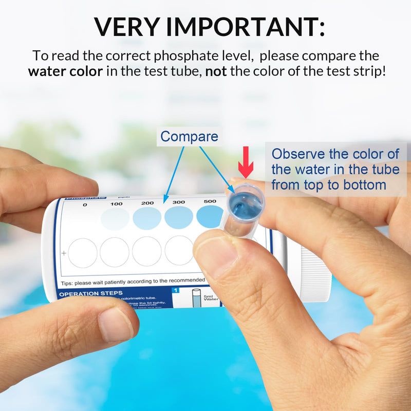 Phosphate Test Kit - Pool Phosphate Test kit-50 Counts Phosphate Test Strips for Swimming Pool, Spa, Hot Tub,Aquarium,Fish Tank- Phosphate Test kit for Freshwater,Saltwater Testing