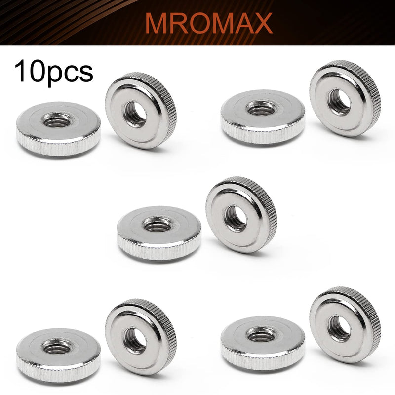 [Australia - AusPower] - MroMax 10Pcs Round Knurled Thumb Nuts M8x1.25mm Conector Lock Adjusting Nuts Through Hole Nut Tightening Nut Female Threaded Thin Type Nickel Plated for 3D Printer Beds, Machine Tools M8 10 
