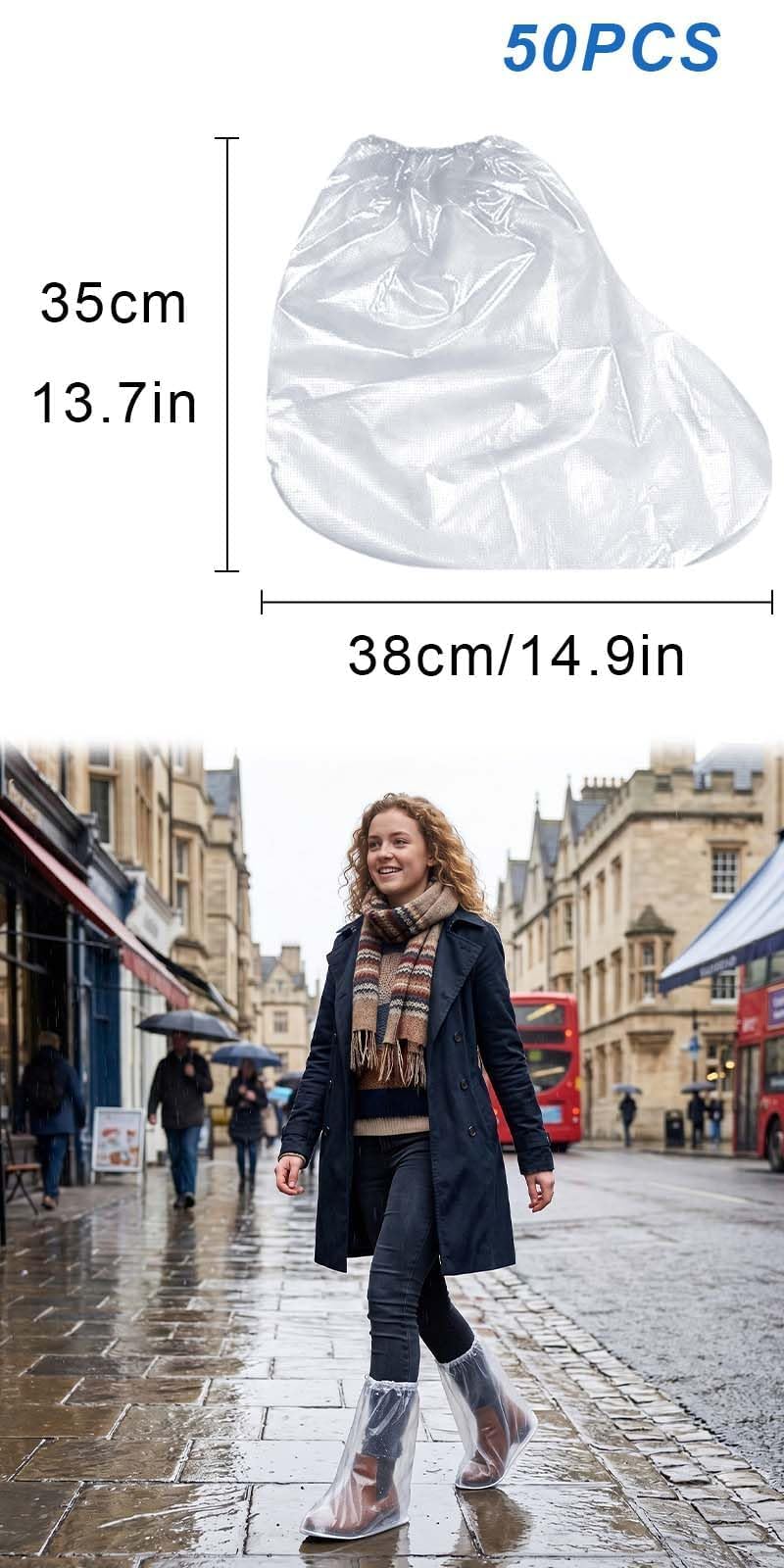25 Pairs Transparent Overshoes Non-Slip 30 x 38 cm Overshoes Boot Covers for Men and Women Overshoes Non-Slip Overshoes Suitable for Outdoor Camping