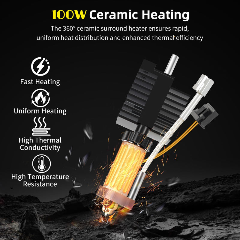 [Australia - AusPower] - IdeaFormer-3D K2 Plus Ceramic Hotend Kit with 2Pcs 0.4mm Hardened Steel Nozzle Replacement, Integrated Quick Swap Extruder Hotend High Flow Hot End for Creality K2 Plus 3D Printer Extruder Parts 