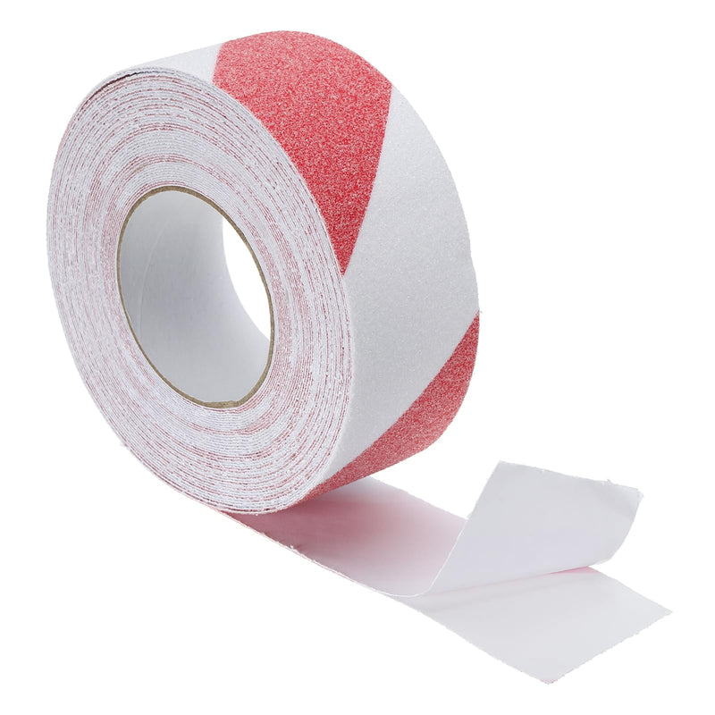 PATIKIL 2 Inch x 49 Ft Anti Slip Traction Tape, Non-Slip Grip Tape Non Skid Tread Safety Tape for Stairs Steps Scooter Deck, Red and White