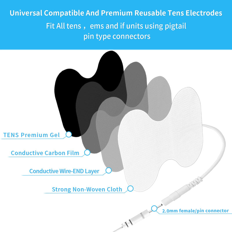 [Australia - AusPower] - TENS Unit Replacement Pads - Pack of 6 Extra Large Butterfly Shaped Electrode Squares 