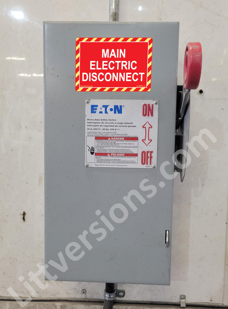 5" x 3.5" Main Electric Disconnect Labels Decal Emergency Danger Sign Notice Sticker Electrical Panel Heavy Duty Ultra Durable Vinyl Waterproof (10 Pack Red) 10 Pack Red