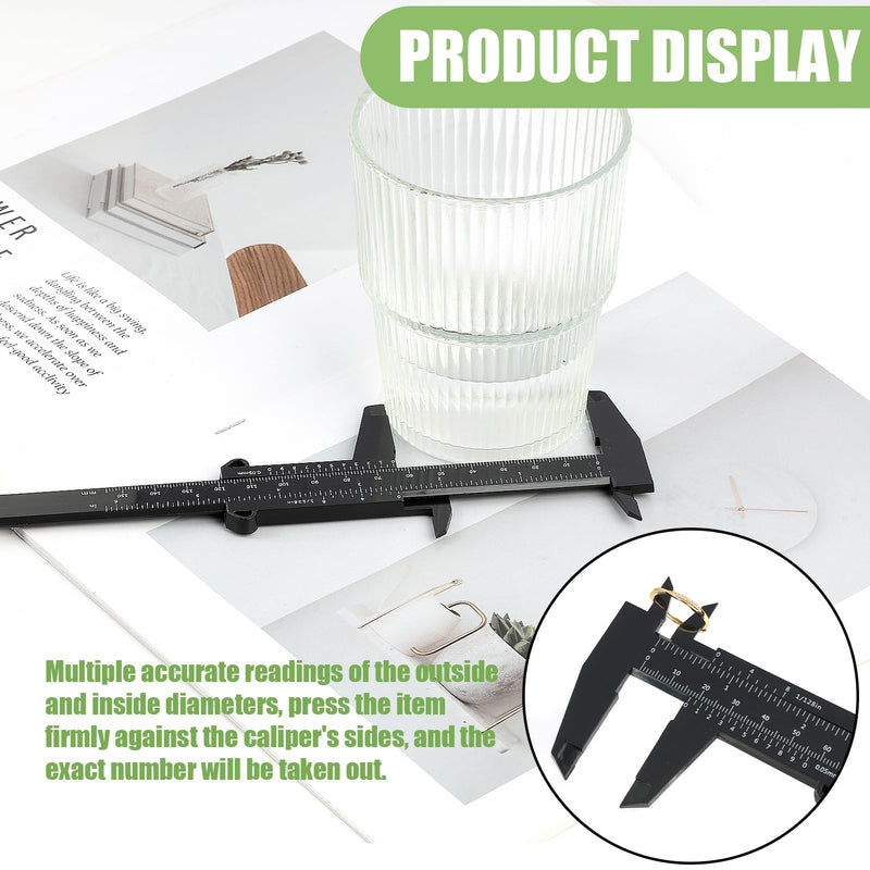 [Australia - AusPower] - 30 Pack Plastic Vernier Caliper, 150mm Eyebrow Measuring Tool, Mini Sliding Ruler Caliper Gauge for Students DIY Crafts School Office Tattoo Eyebrow Artists Use (Black, 0-6"/0-150mm) 