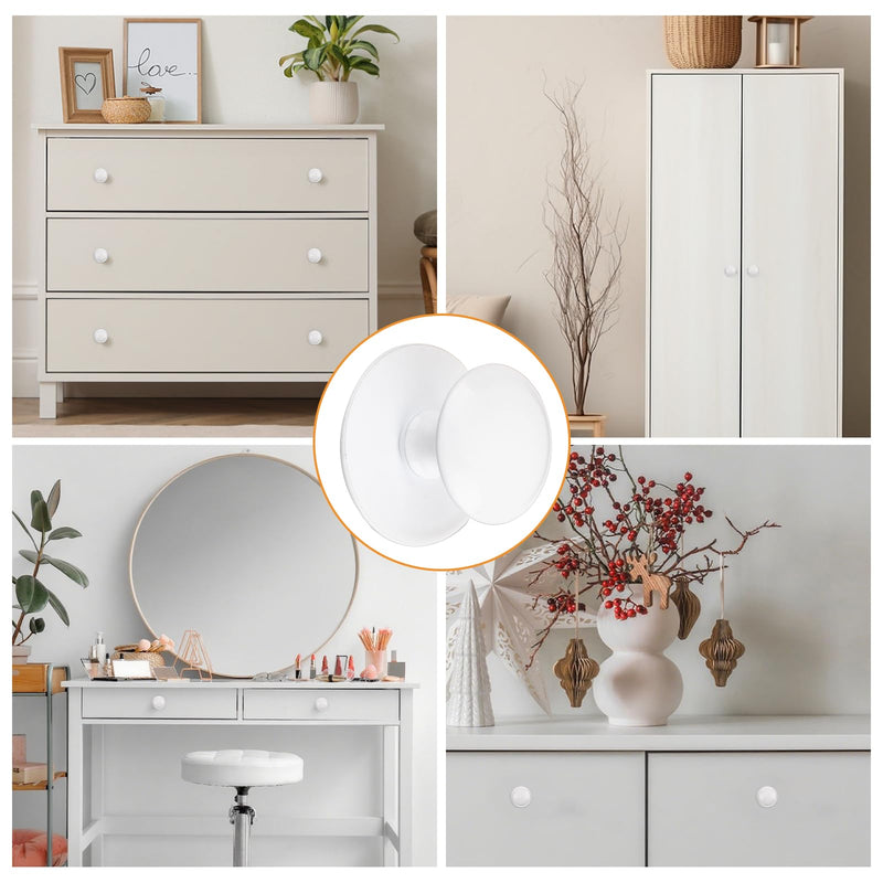 MOROBOR Adhesive Cabinet Knobs, 24pcs Self-Stick Instant Kitchen Drawer Pulls Stainless Steel Knobs for Windows Wardrobes Cabinets Drawers (White) White