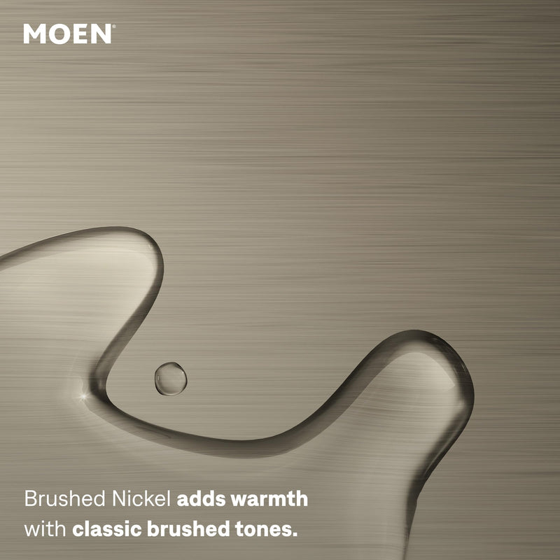 Moen Brushed Nickel Standard Shower Arm with 1/2-Inch Universal Threads, 8-Inch, 123815BN | 8" extended reach, universal 1/2" threads, brushed nickel finish, durable metal build, standard shower fit 8 Inch