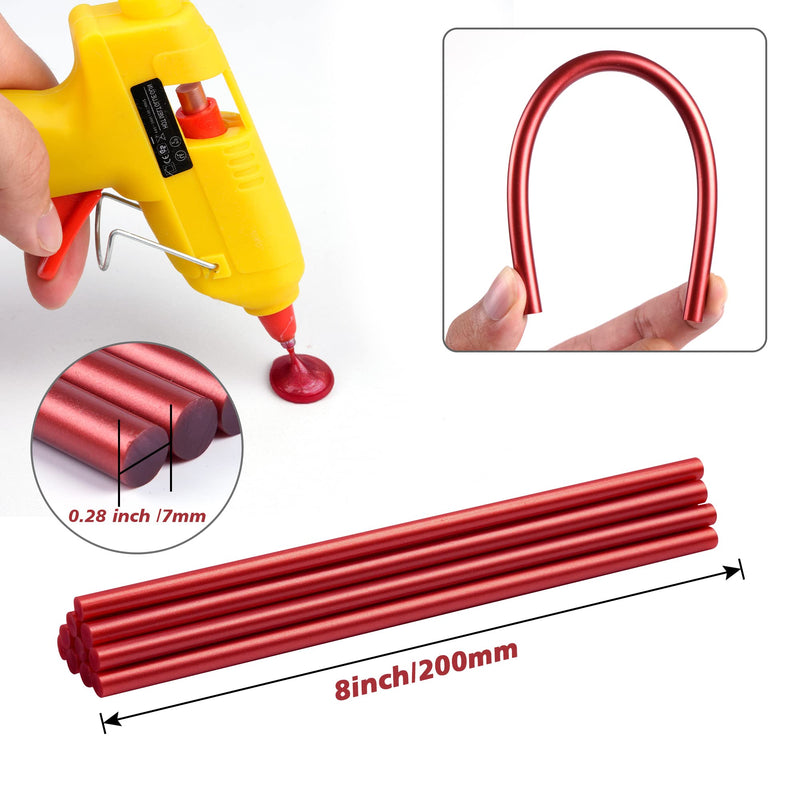 [Australia - AusPower] - 10 Pieces Sealing Wax Glue Sticks, 8 Inch Long Mini Hot Glue Gun Sticks for Envelopes, Wedding Invitations, Cards, DIY Art Craft (7mm Diameter, Red) 