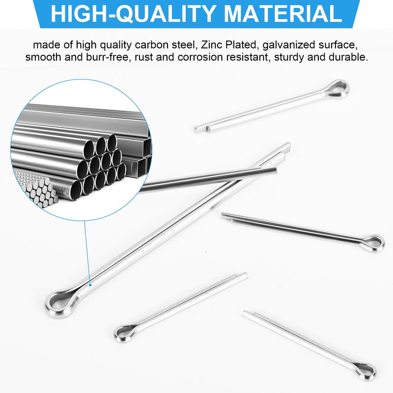 [Australia - AusPower] - 180pcs Premium 304 Stainless Steel Cotter Pin Assortment Kit, 6 Sizes Heavy Duty Cotter Pins, Hardware Pins for Automotive, Machinery, Lawn Mowers, and DIY Projects 