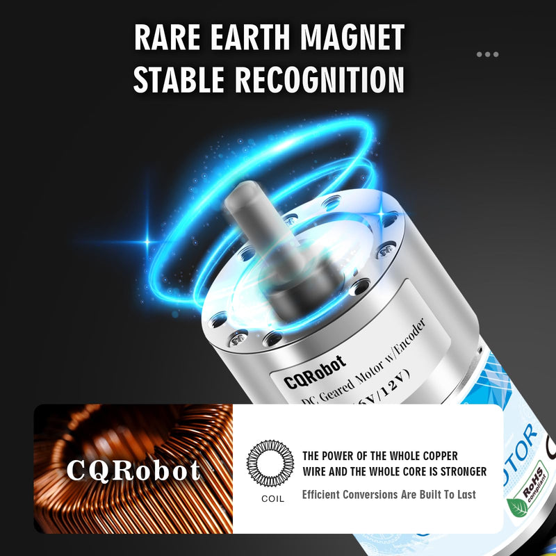 [Australia - AusPower] - CQRobot 30:1 Metal DC Geared-Down Motor 37Dx67.5L mm 6V/12V, with 64 CPR Encoder and Bracket. 6V-7W-115RPM-7.5 kg.cm(104 oz.in), 12V-12W-330RPM-14 kg.cm(194 oz.in), D-Shaped Output Shaft 16mm. 