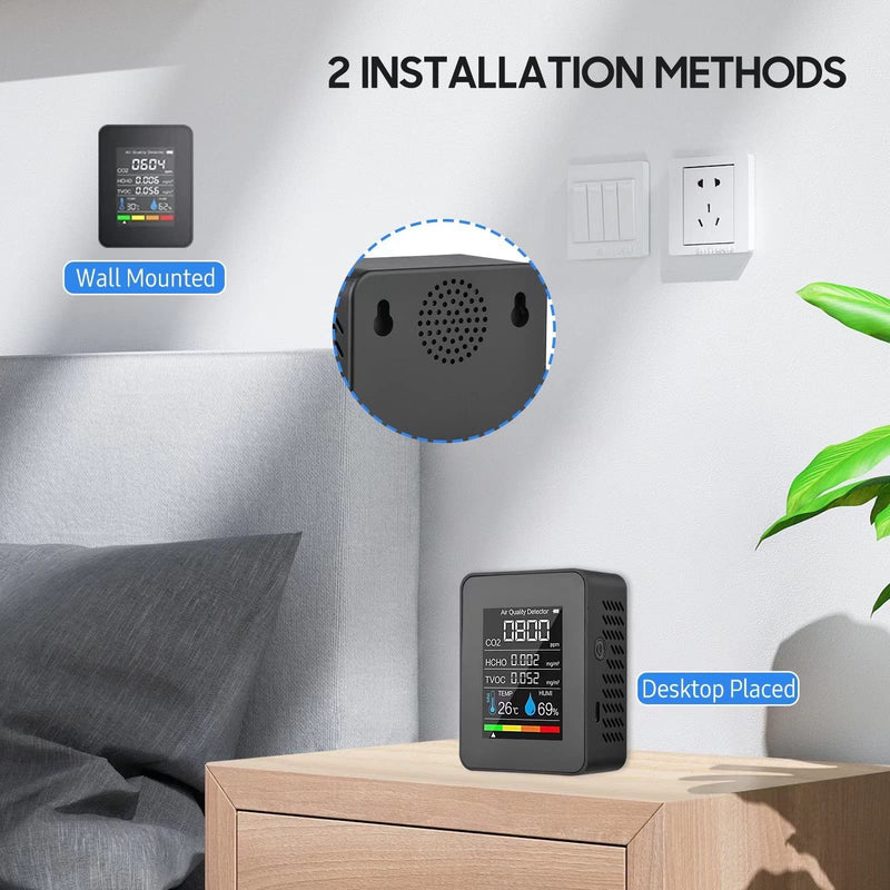 [Australia - AusPower] - Air Quality Meter, CO2 Meter Air Quality Monitor CO2 Carbon Dioxide Detector LCD TVOC HCHO Temperature Humidity Air Quality Monitor 