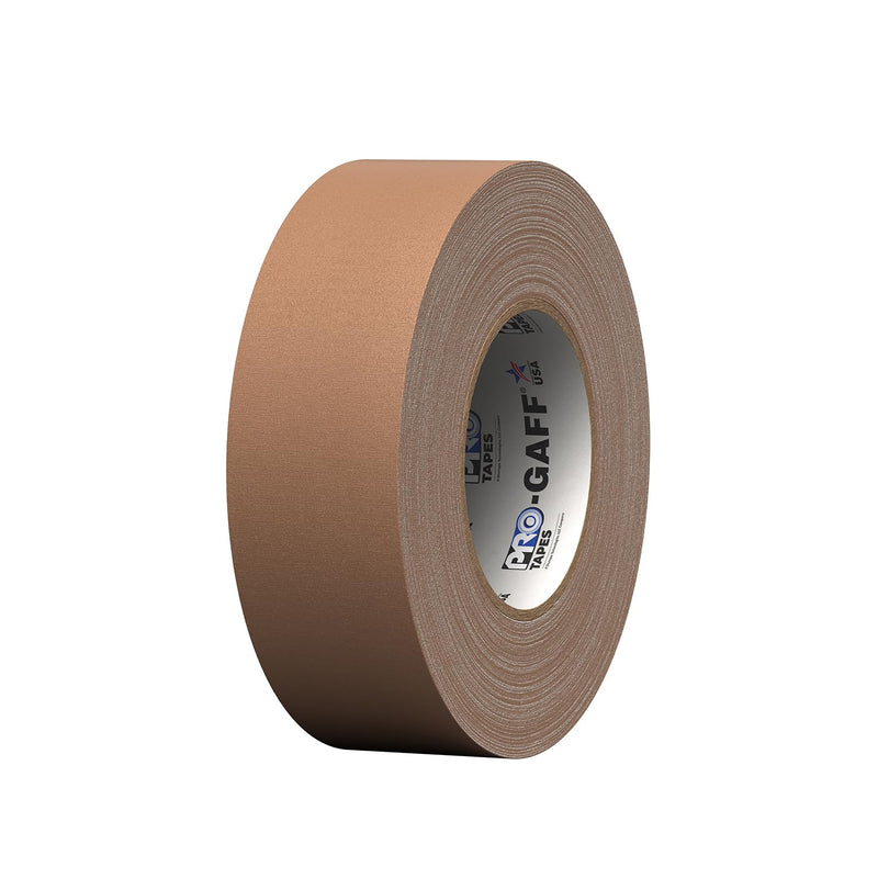 2" Width ProTapes Pro Gaff Premium Matte Cloth Gaffer's Tape With Rubber Adhesive, 11 mils Thick, 55 yds Length, Tan (Pack of 1)