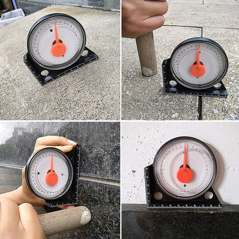 [Australia - AusPower] - Protractor High Precision Mini Slope Measuring Device Inclinometer Multifunctional Tilt Level Ruler Magnetic Pointer Angle Meter (9.5 x 9.5 cm) 9,5x9,5 cm 