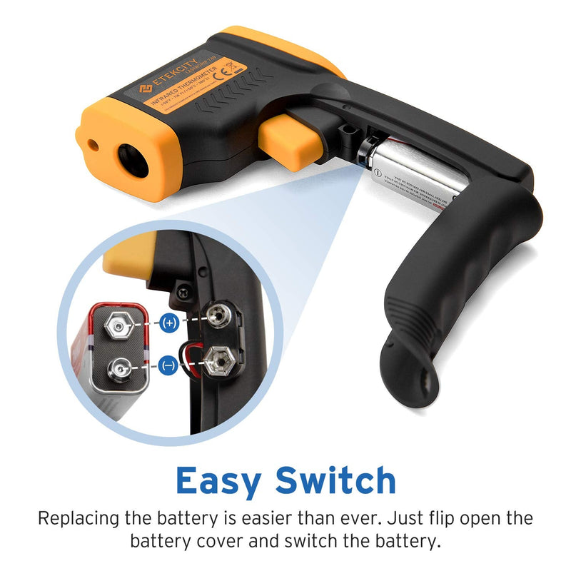 [Australia - AusPower] - Etekcity Infrared Thermometer 749 (Not for Human) Temperature Gun Non-Contact Digital Lasergrip with LCD Backlit Display, -58℉ to 716℉ (-50℃ to 380℃), Black-Yellow Yellow 