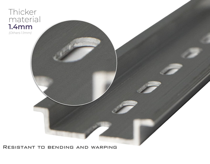 [Australia - AusPower] - 7 Pieces DIN Rail Slotted Aluminum RoHS Three 12-13" inches and Four 6" Pieces Long 35mm Wide 7.5mm High 1.4mm Thickness 