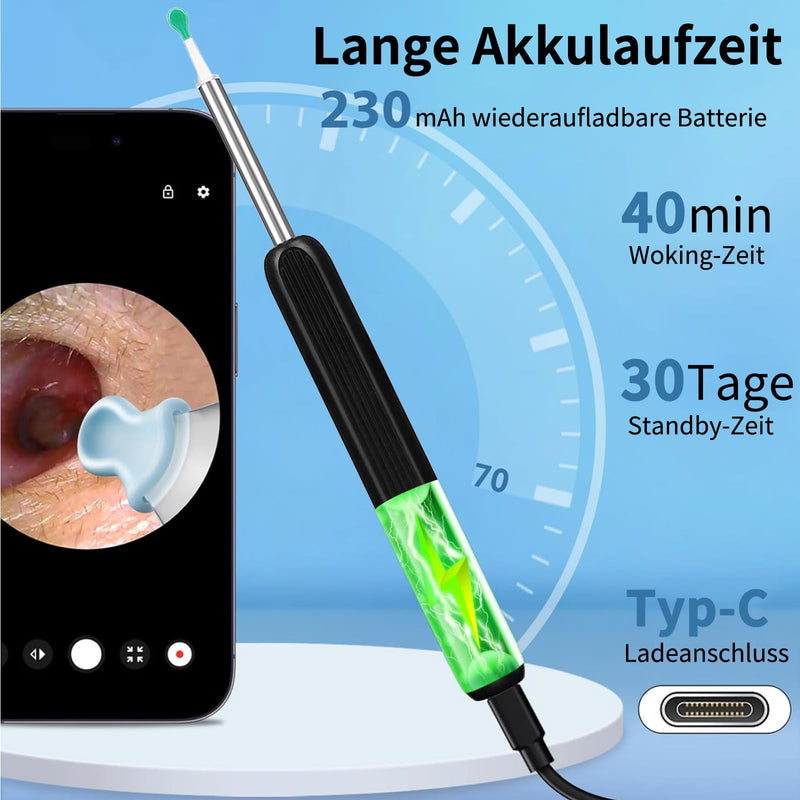 Miluna Ear Cleaner, OIP67 Waterproof Ear Clear with 6 LEDs