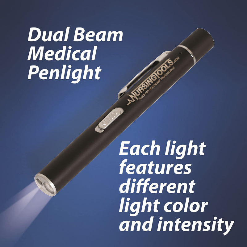[Australia - AusPower] - Dual Beam Penlight for Nurses, Students & Medical Doctors - USB LED Rechargeable w/Pupil Gauge & 4 cm Measurements 