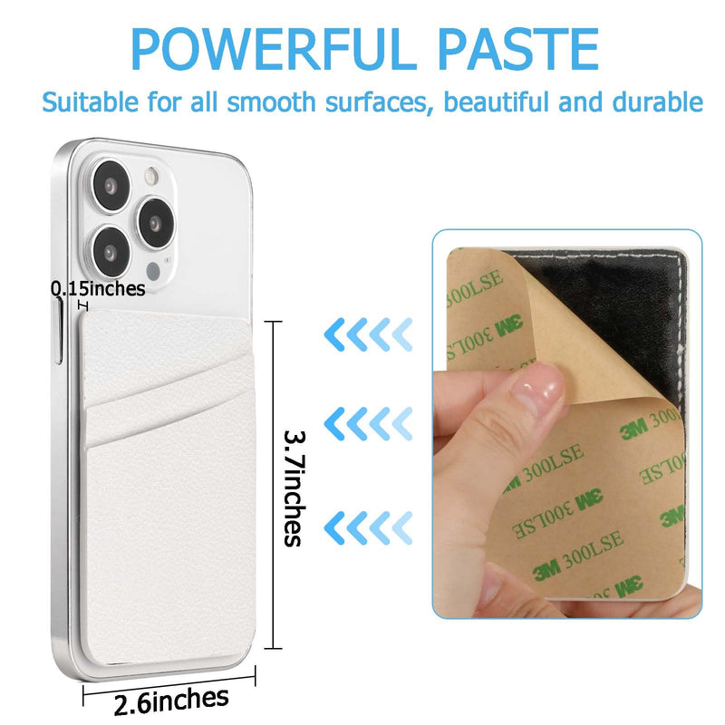 [Australia - AusPower] - Leather Phone Card Holder Phone Wallet, Stick Back Phone Wallet Sticker Stylish Phone Case Credit Card Holder, Suitable for iPhone, Samsung, Android and Most Smart Phones. White Silver 