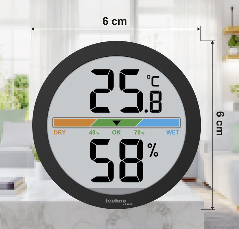 techno line WS 9418 Thermo-Hygrometer Digital Temperature and Humidity Meter Room Climate Monitor with Comfort Display Min/Max Memory Table Device and Wall Mounting