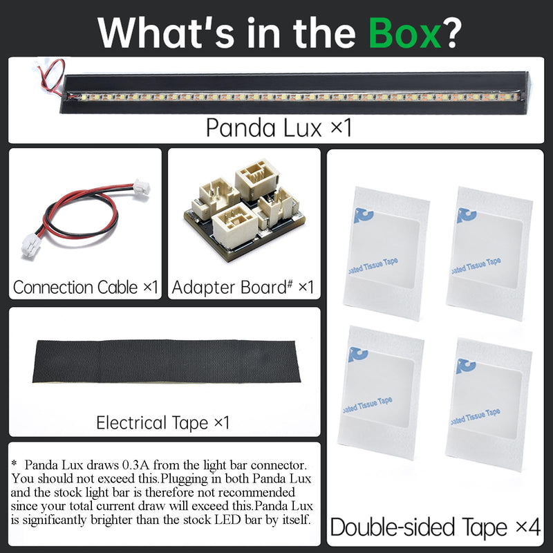 BIQU Panda Lux, Led Light Strip Upgrade Kit for Bambu-Lab P1S P1P X1C X1E 3D Printers, 5V 0.3A LED Light Bar, Magnetic Installation