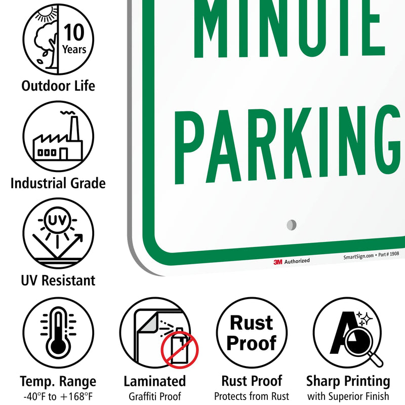 SmartSign - K-1927-EG-12x18-D2 "15 Minute Parking" Sign | 12" x 18" 3M Engineer Grade Reflective Aluminum 12" x 18" EG Reflective Aluminum