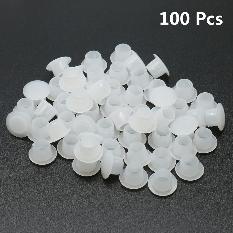 [Australia - AusPower] - 100PCS 8mm (5/16") White Plastic Plugs Hole Plugs Plastic Flush Type Hole Plugs Snap in Locking Hole Tube for Holes Cabinet Hole Plugs (White) 100pcs 