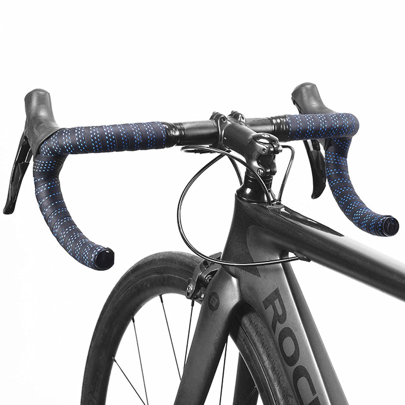 BESTYMXY Road Bike Handlebar Tapes Made of EVA+PU, Professional Road Bicycle Bar Tape, Racing Bike Handle Wraps, Bicycle Handlebar Grips Cover with End Plugs (Blue) Blue
