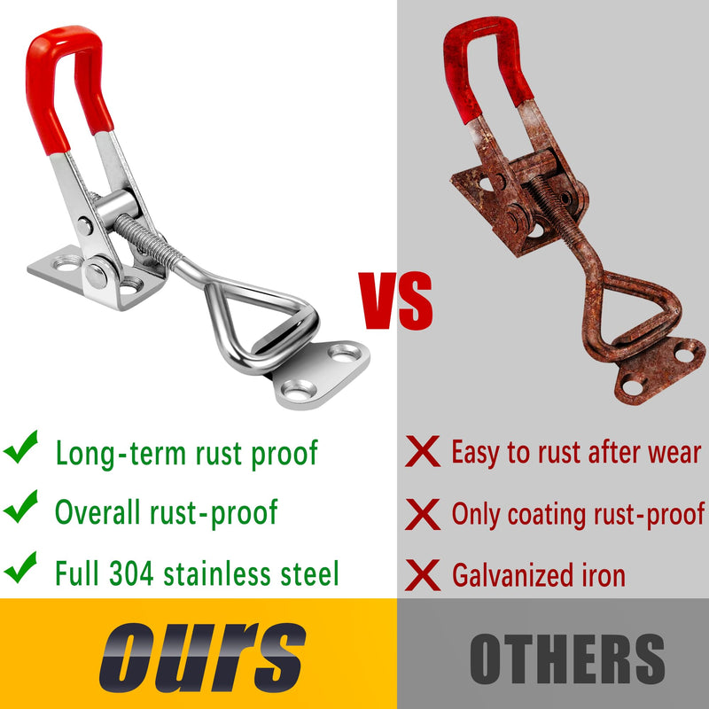 [Australia - AusPower] - 2 Pack Toggle Latch Clamp 4001 Adjustable 304 Stainless Steel Toggle Hasp Latches for Smoker Lid Jig Freezer Door Cooler Box Case Trunk Draw Chest, Quick Release 330Lbs Holding Capacity 2 
