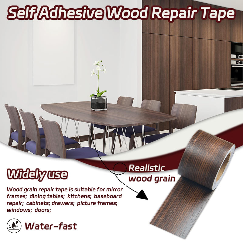 Self Adhesive Khaki Wood Grain Repair Tape, 2 inch X 32 ft Decorative Duct Tape for Furniture, Floors, Door, Cabinets, Windows, Home Decoration 1 Roll 2 inch × 32 ft