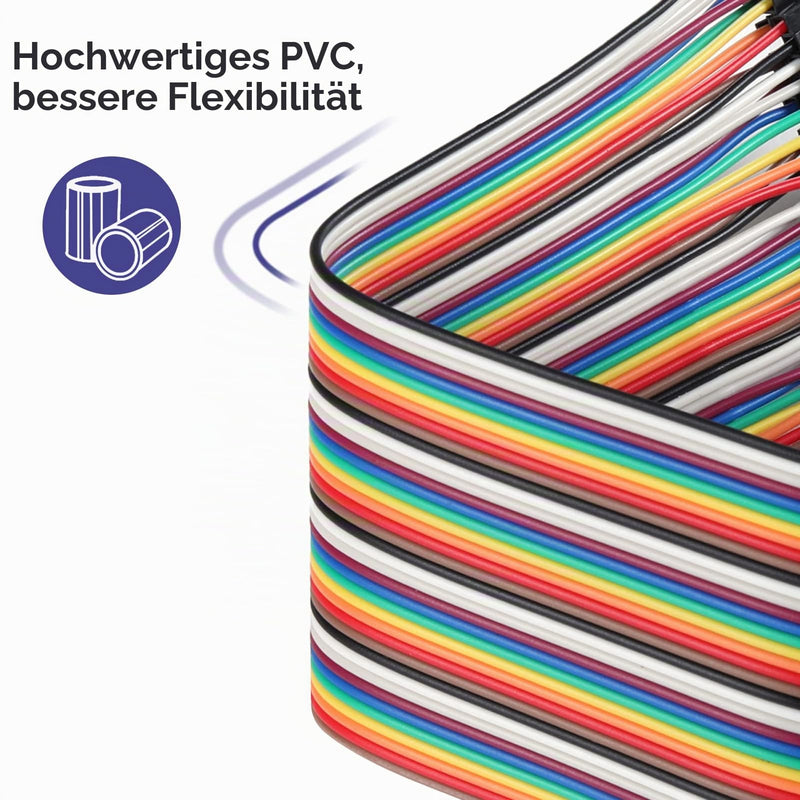 Pack of 120 Breadboard Jumper Wires 20 cm Cable Length Optional Dupont Cable Assorted Male to Female Multicolored Ribbon Cables 7.8 inch (20cm) 120 pieces (40 pin FF/40 pin MM/40 pin MF)
