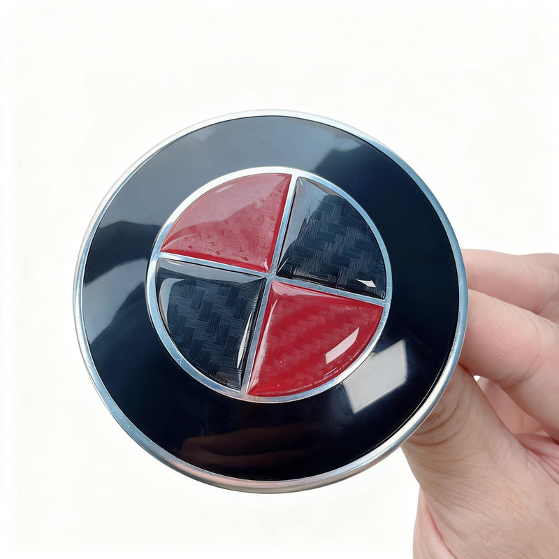 3D Epoxy Resin Sticker,Compatible with BMW Emblem, Red Black Carbon Fiber Stickers, Two-piece Set with Front and Back Labels