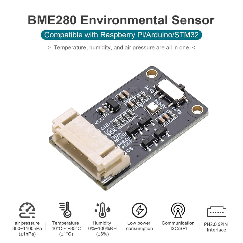[Australia - AusPower] - BME280 Environmental Sensor, Temperature Humidity Pressure Module, High Accuracy, I2C/SPI Interface,Compatible with Arduino/Raspberry Pi/STM32 