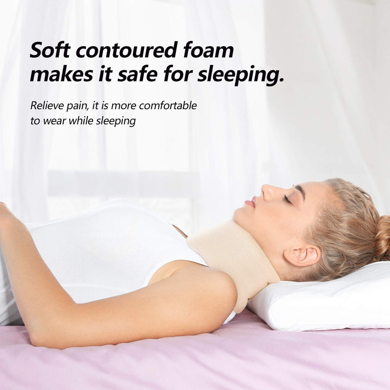 [Australia - AusPower] - Soft Foam Neck Brace Universal Cervical Collar, Adjustable Neck Support Brace for Sleeping - Relieves Neck Pain and Spine Pressure, Neck Collar After Whiplash or Injury (2.5" Depth Collar, M) White Narrow 2.5" Depth Collar Medium (13.3-15.7 Inch) 
