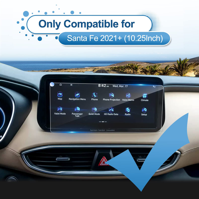 [Australia - AusPower] - 2021 2022 2023 Santa Fe Screen Protector for Hyundai Santa Fe (SEL/XRT/Limited/Calligraphy) 10.25-inch Touch Screen, 9H HardnessTempered Glass 2022 2023 Santa Fe Hybrid Accessories 10.25" 