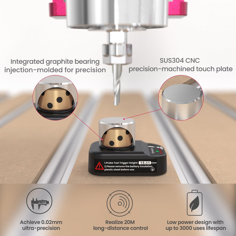 [Australia - AusPower] - CNC Router Wireless Z-Axis Probe Tool Setter 3-Pin DC 5–24V, Normally Open (NO), for CNC Router Engraving Machines, Compatible with GRBL, Mach3 and Other CNC Systems 
