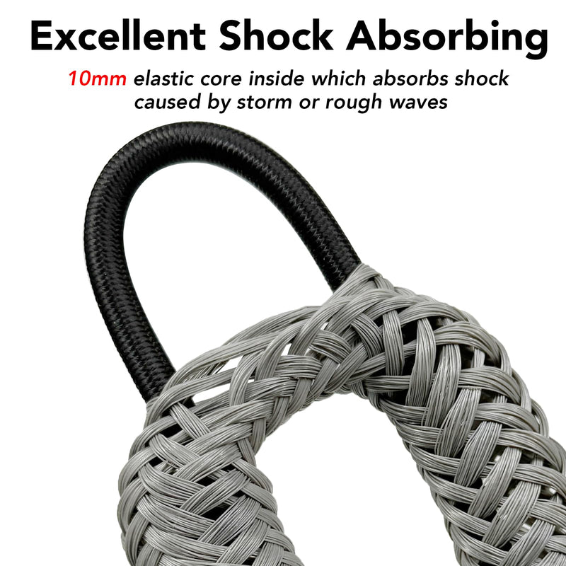 3 Feet Bungee Dock Line Boat Ropes for Docking Line Mooring Rope with Stainless Steel Clip Accessories for Boats 2pcs (Grey, 3Feet) 3 Feet Grey