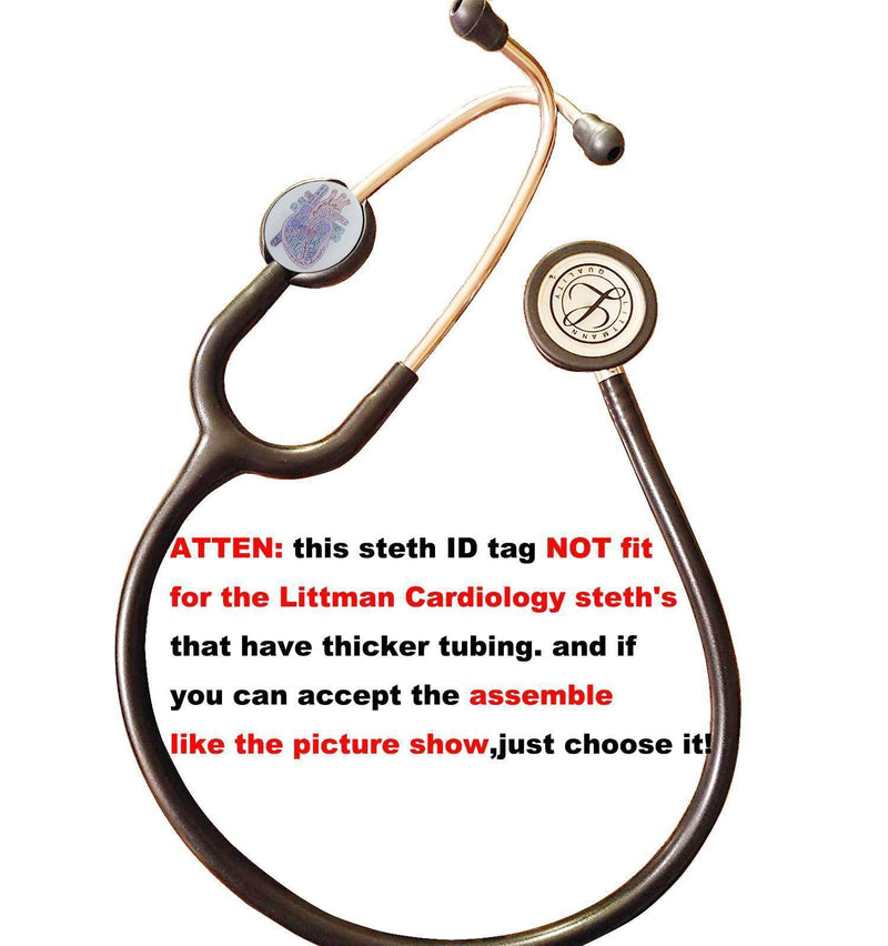 [Australia - AusPower] - Stethoscope ID Tag Stethoscope Label Charm, Name tag, Medic, Nurse, Doctor, Vet, EMT Come with 1 Retaractable Badge Reel (Heart) Heart 