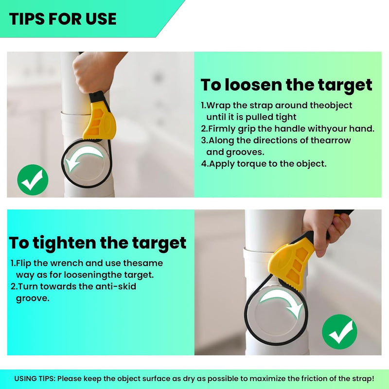 [Australia - AusPower] - Toolwiz Rubber Strap Wrench Upgrade-2pcs Set 24 IN and 19.7 IN Length Adjustable Oil Filter Strap Wrench, Reinforced Rubber Pipe Wrench, Jar Opener for Mechanics Plumbers DIY Yellow 