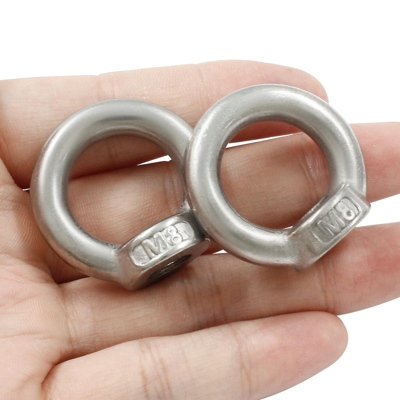 [Australia - AusPower] - 10 Pcs M8 Metric Ring Shape Lifting Eye Nut, 304 Stainless Steel Threaded Nut Fastener for Heavy Duty Use, M8 (5/16") M8 (5/16"） 