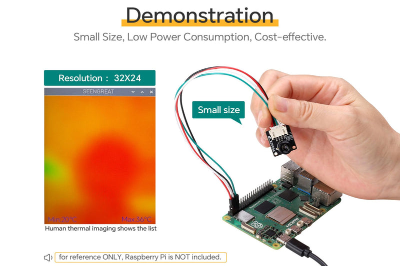[Australia - AusPower] - Thermal Camera MLX90640-D55 IR Array Thermal Imaging Camera,I2C Interface 32 * 24 Pixel Infrared Array,55 Degree Field of View 